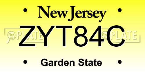 ZYT84C New Jersey License Plate