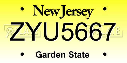 ZYU5667 New Jersey License Plate