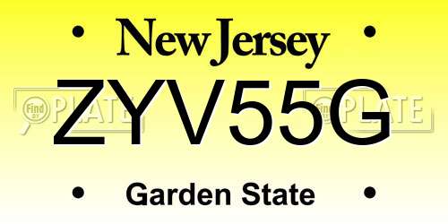 ZYV55G New Jersey License Plate