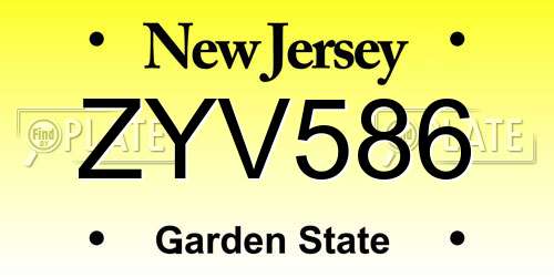 ZYV586 New Jersey License Plate