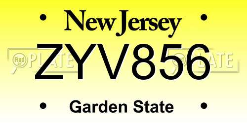 ZYV856 New Jersey License Plate