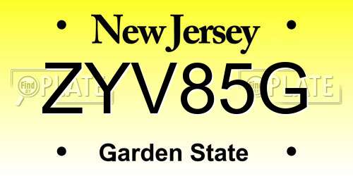 ZYV85G New Jersey License Plate