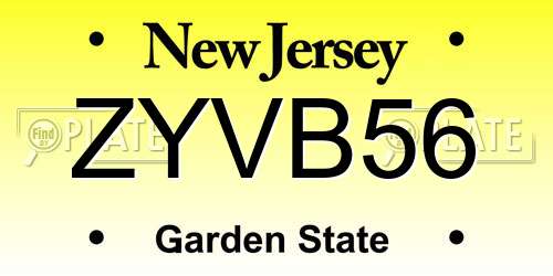 ZYVB56 New Jersey License Plate