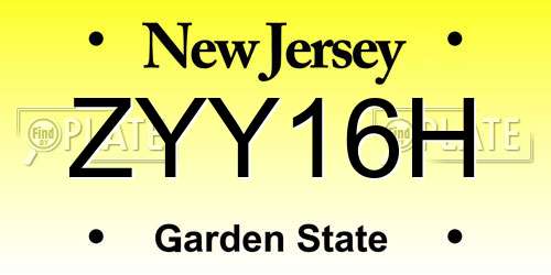 ZYY16H New Jersey License Plate