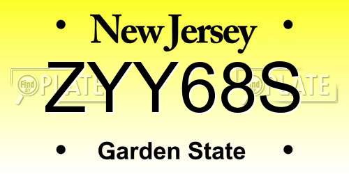 ZYY68S New Jersey License Plate