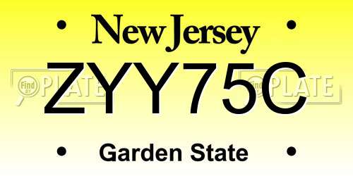 ZYY75C New Jersey License Plate
