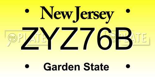 ZYZ76B New Jersey License Plate