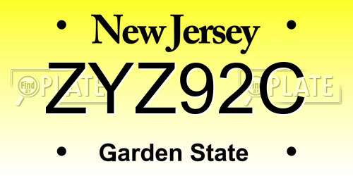 ZYZ92C New Jersey License Plate