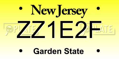 ZZ1E2F New Jersey License Plate