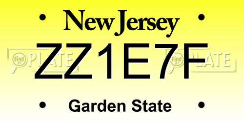 ZZ1E7F New Jersey License Plate