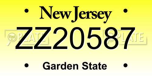 ZZ20587 New Jersey License Plate