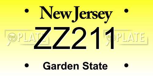 ZZ211 New Jersey License Plate