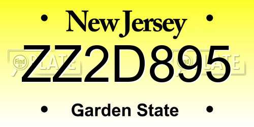 ZZ2D895 New Jersey License Plate