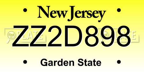 ZZ2D898 New Jersey License Plate