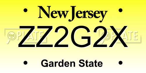 ZZ2G2X New Jersey License Plate