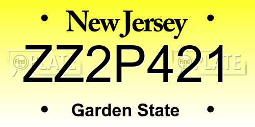 ZZ2P421 New Jersey License Plate