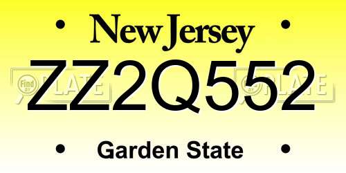 ZZ2Q552 New Jersey License Plate
