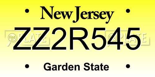 ZZ2R545 New Jersey License Plate