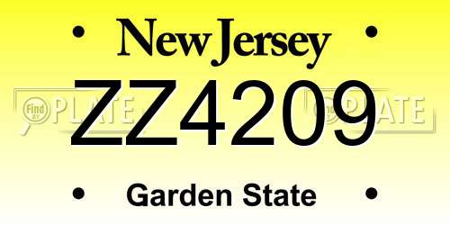 ZZ4209 New Jersey License Plate