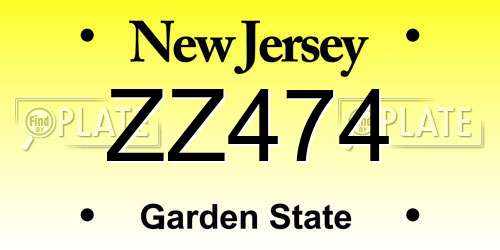ZZ474 New Jersey License Plate