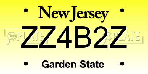 ZZ4B2Z New Jersey License Plate