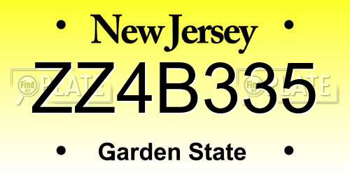 ZZ4B335 New Jersey License Plate
