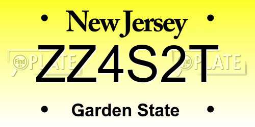 ZZ4S2T New Jersey License Plate