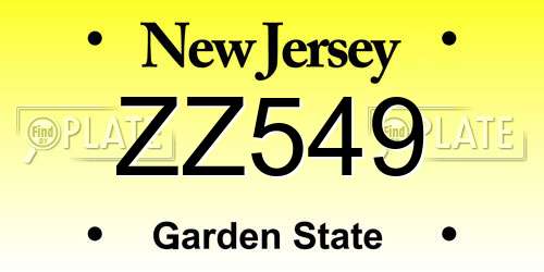 ZZ549 New Jersey License Plate