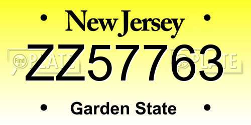 ZZ57763 New Jersey License Plate