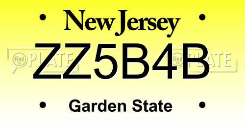 ZZ5B4B New Jersey License Plate