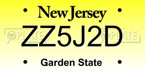 ZZ5J2D New Jersey License Plate