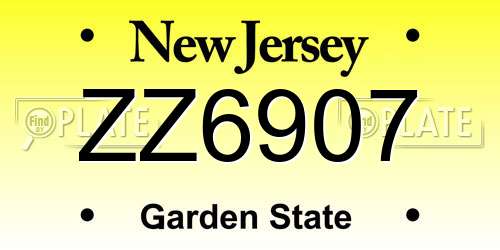 ZZ6907 New Jersey License Plate
