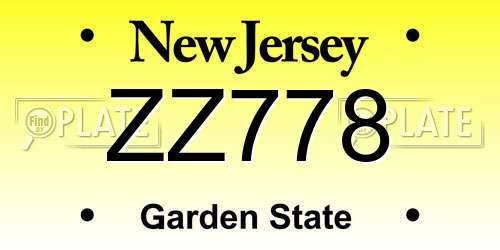 ZZ778 New Jersey License Plate