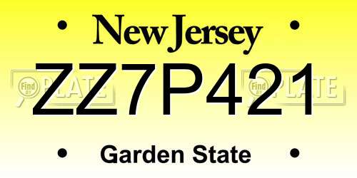 ZZ7P421 New Jersey License Plate