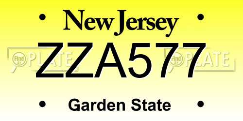 ZZA577 New Jersey License Plate