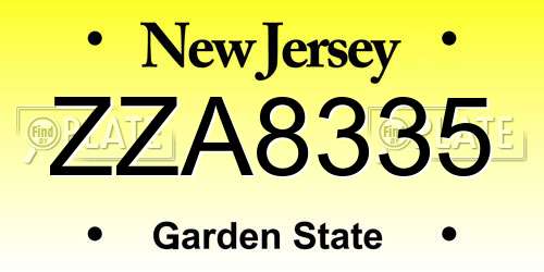 ZZA8335 New Jersey License Plate