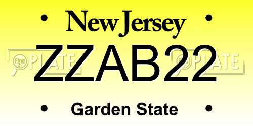 ZZAB22 New Jersey License Plate