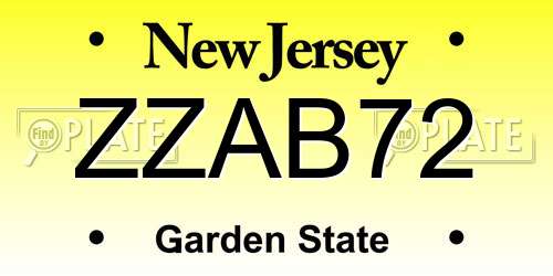 ZZAB72 New Jersey License Plate