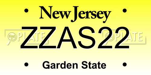 ZZAS22 New Jersey License Plate