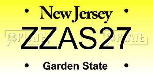 ZZAS27 New Jersey License Plate