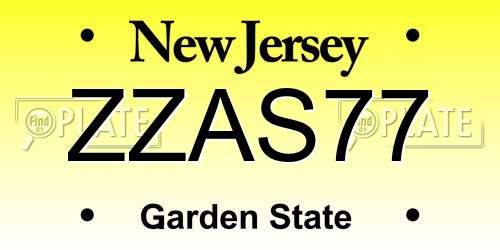 ZZAS77 New Jersey License Plate