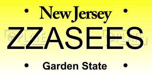 ZZASEES New Jersey License Plate
