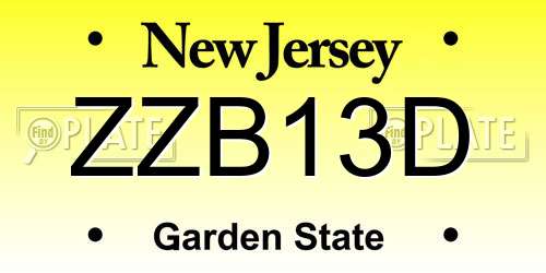 ZZB13D New Jersey License Plate
