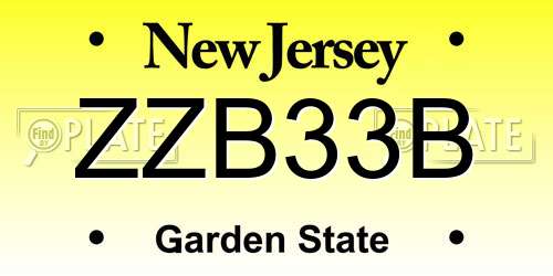 ZZB33B New Jersey License Plate