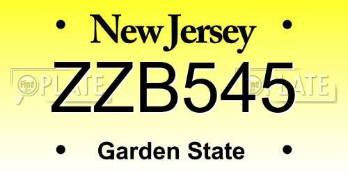 ZZB545 New Jersey License Plate