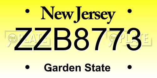 ZZB8773 New Jersey License Plate