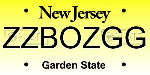 ZZBOZGG New Jersey License Plate