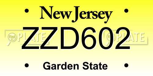ZZD602 New Jersey License Plate