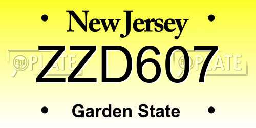 ZZD607 New Jersey License Plate