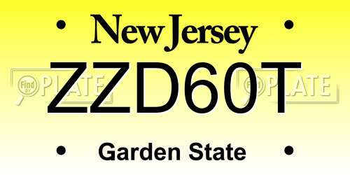 ZZD60T New Jersey License Plate